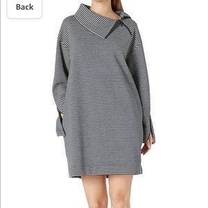 Kenneth Cole Indigo Striped Funnel Zip Neck Dress